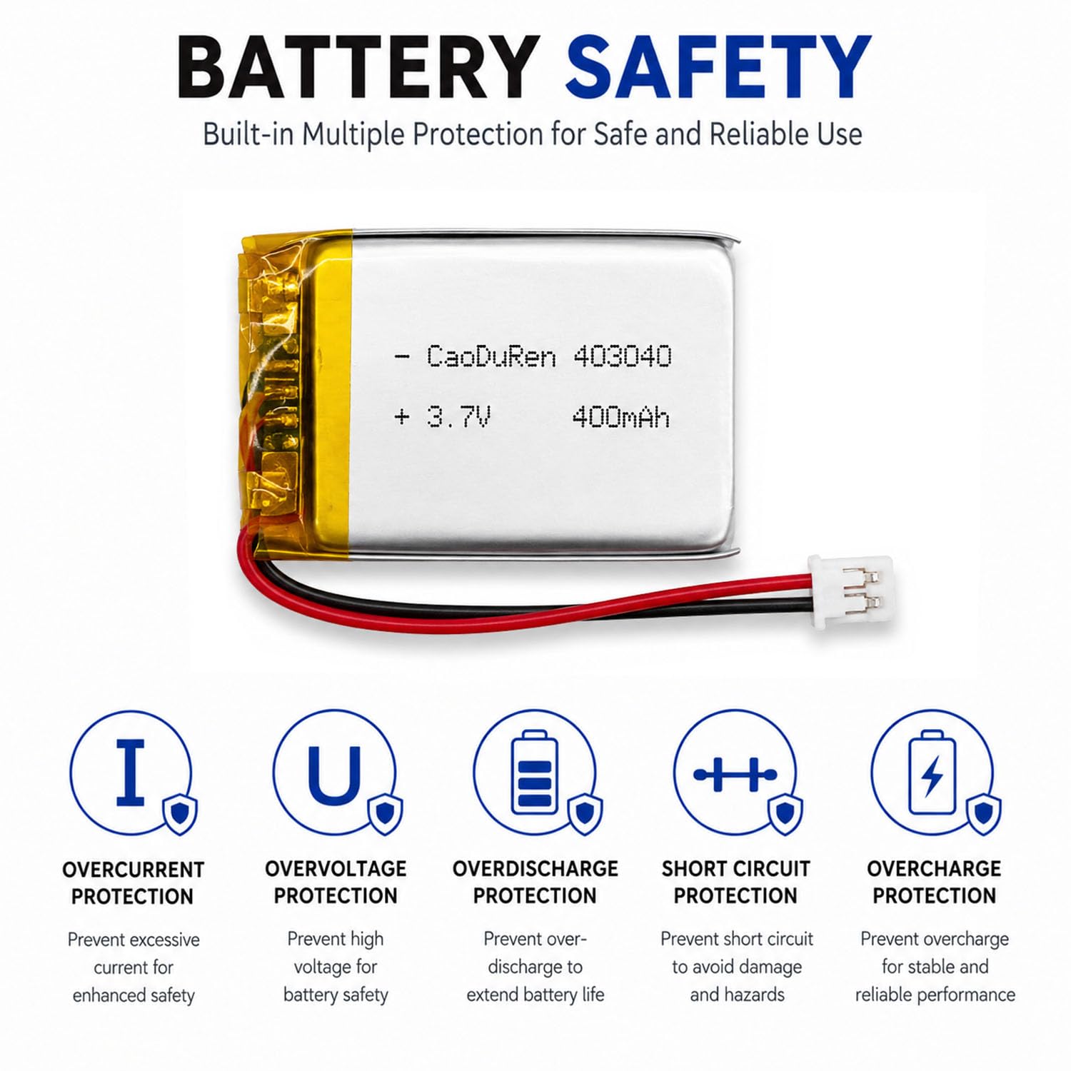 Amazon.com: CaoDuRen Rechargeable 3.7V Li Lipo Lithium Polymer Ion
